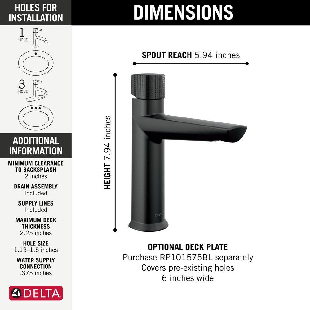 Single Handle Bathroom Faucet inMatte Black 
