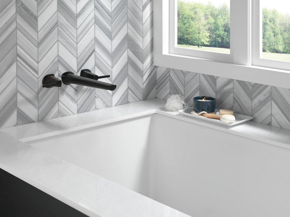 Delta Faucet Matte Black Two Handle Wall Mount Tub Filler 