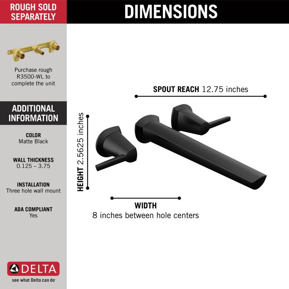 GALEON WALL MOUNT TUB FILLER MATTE BLACK 