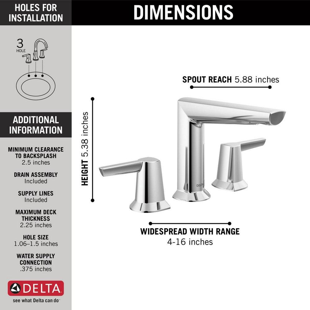 Two Handle Widespread Bathroom Sink Faucet in Chrome 