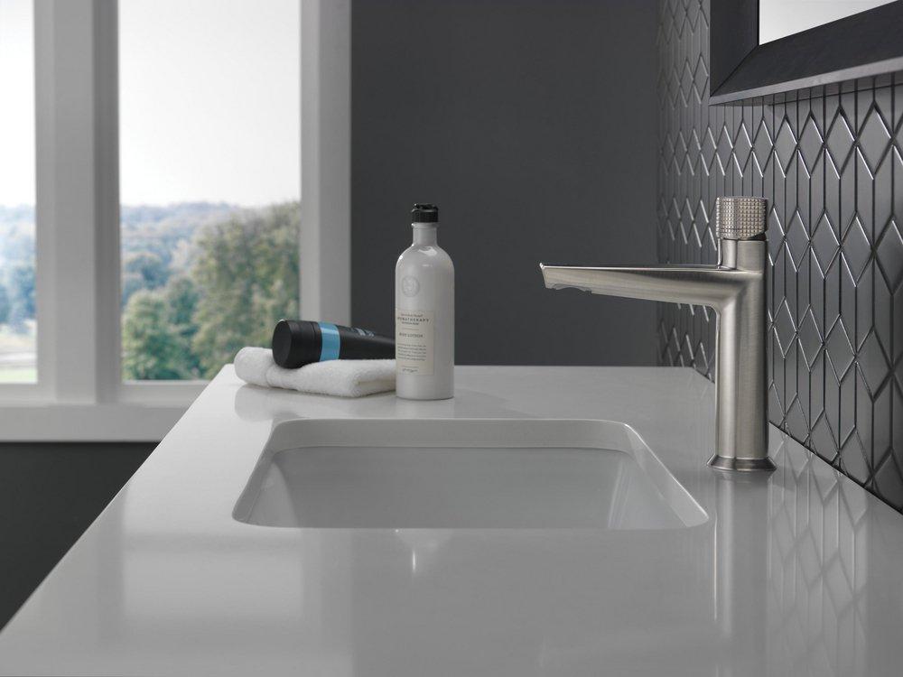 Delta Faucet Lumicoat Stainless Single Handle Monoblock Bathroom Sink Faucet 
