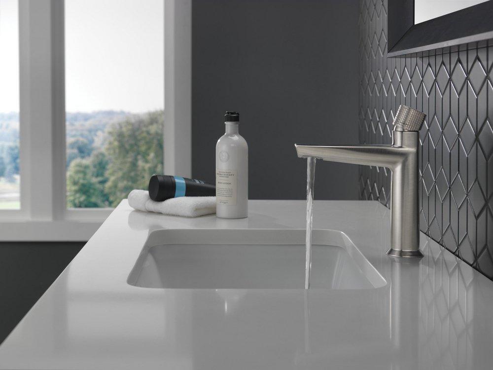 Delta Faucet Lumicoat Stainless Single Handle Monoblock Bathroom Sink Faucet 