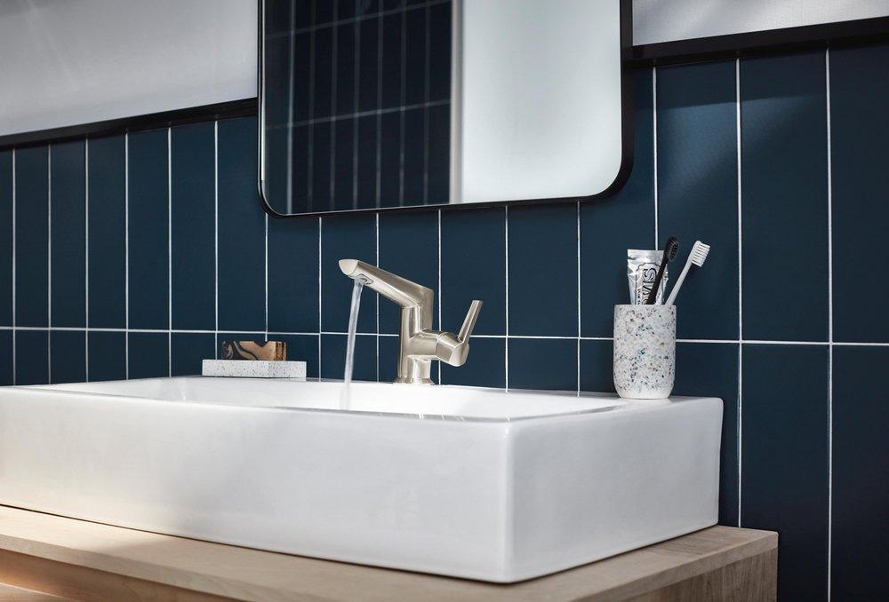 Delta Faucet Lumicoat Stainless Single Handle Monoblock Bathroom Sink Faucet 