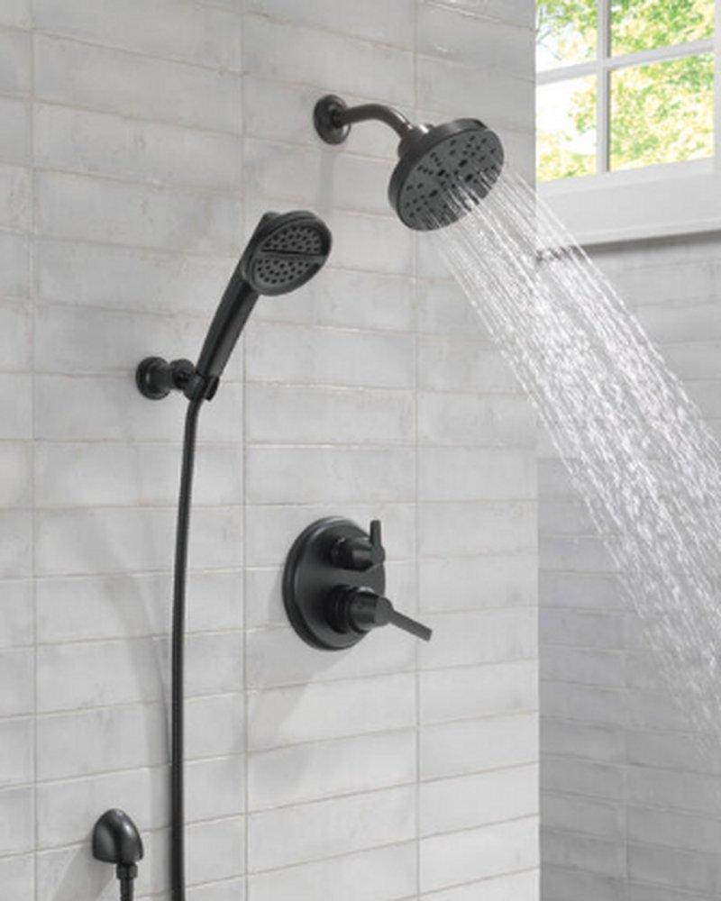 Delta Faucet Matte Black Two Handle Pressure Balancing Valve Trim 