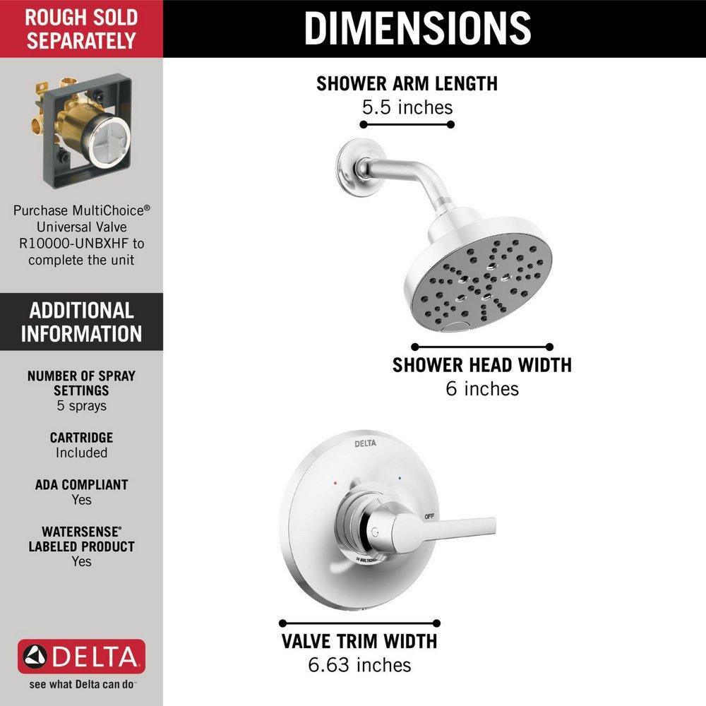 Delta Faucet Lumicoat Chrome Single Handle Multi Function Shower Faucet (Trim Only) 