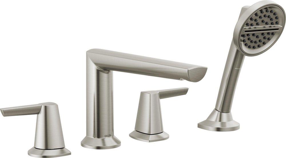 CCY 1.75 GPM GALEON 4-HOLE ROMAN TUB TRIM WITH HAND SHOWER LUMICOAT STAINLESS 