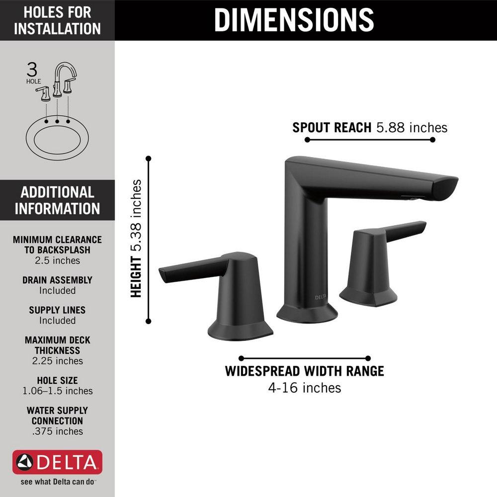 Two Handle Widespread Bathroom Sink Faucet in Matte Black 