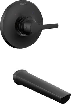 Single Handle Wall Mount Tub Filler in Matte Black