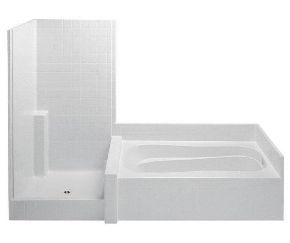 Aquatic White 102 x 43-1/4 in. Tub and Shower Suite with Right Hand Drain 