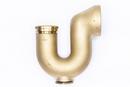 2 x 1-1/2 in. Cast Brass Sink Trap with Cleanout in Rough Brass