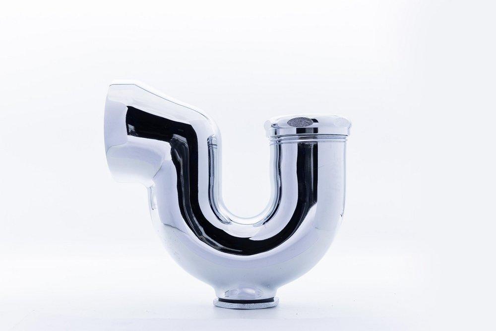 2 x 1-1/2 in. Cast Brass Sink Trap with Cleanout in Polished Chrome 