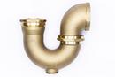 2 x 1-1/2 in. Cast Brass Sink Trap with Cleanout in Rough Brass