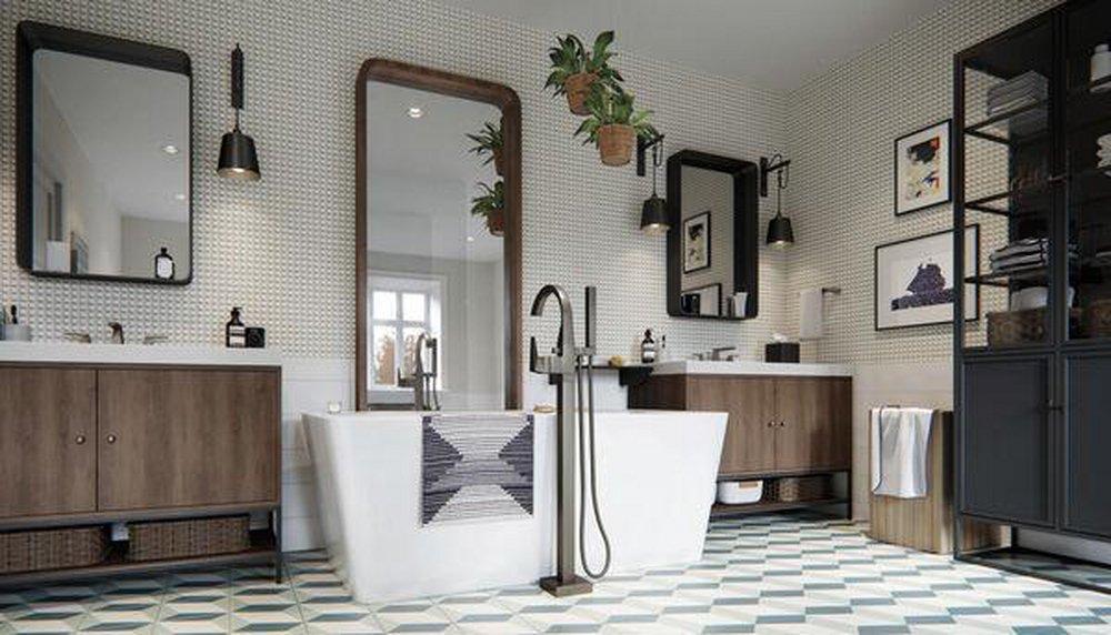 Delta Faucet Lumicoat Black Stainless Single Handle Floor Mount Tub Filler with Handshower (Trim Only) 