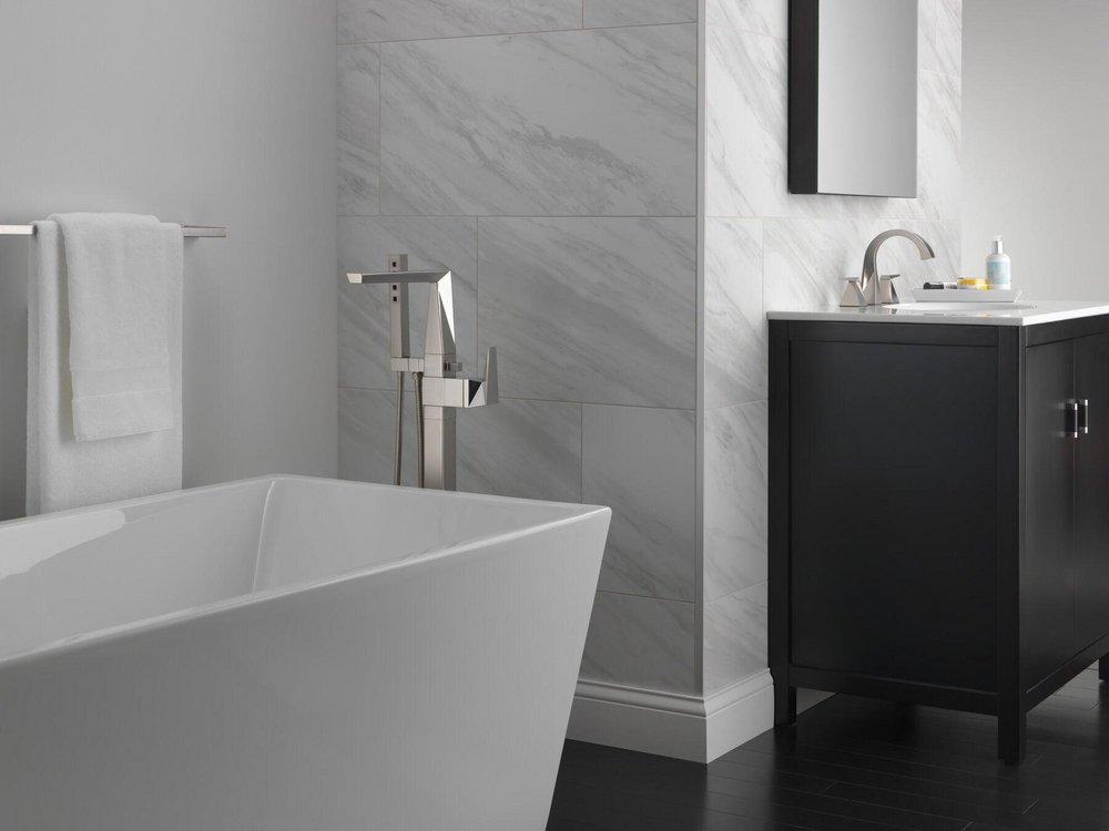 CCY FLOOR MOUNT TUB FILLER TRIM STAINLESS SS 