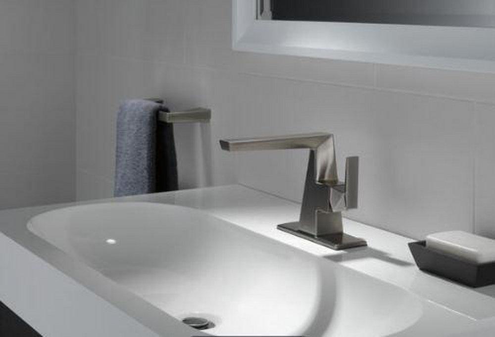 Single Handle Monoblock Bathroom Sink Faucet in Lumicoat&reg; Black Stainless 