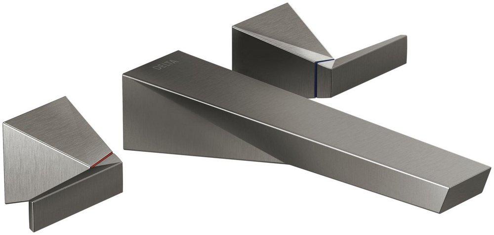 CCY 2H WALL MOUNT LAVATORY FAUCET BLACK STAINLESS BLST 