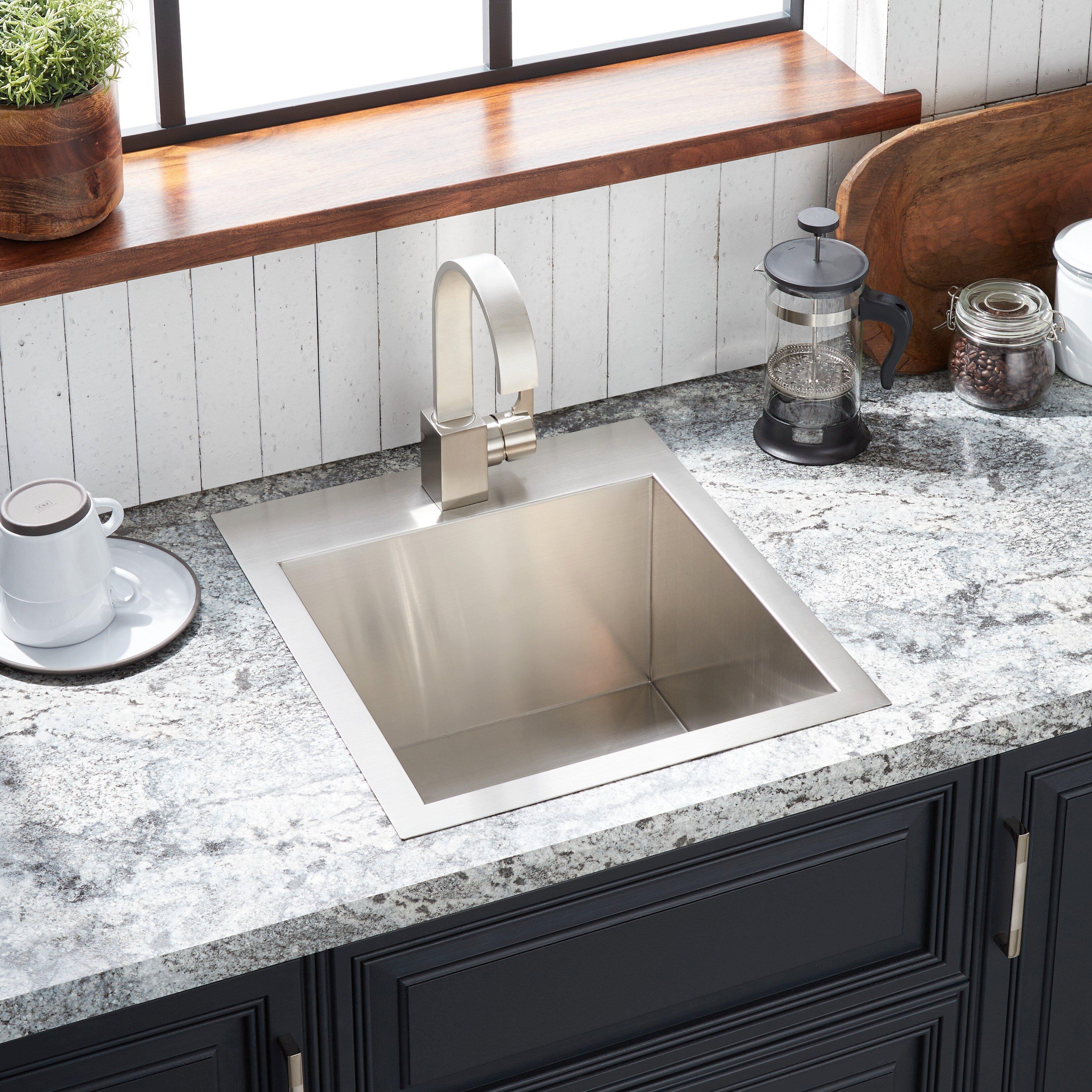 Signature Hardware Stainless Steel 1-Hole Dual Mount Bar Sink 