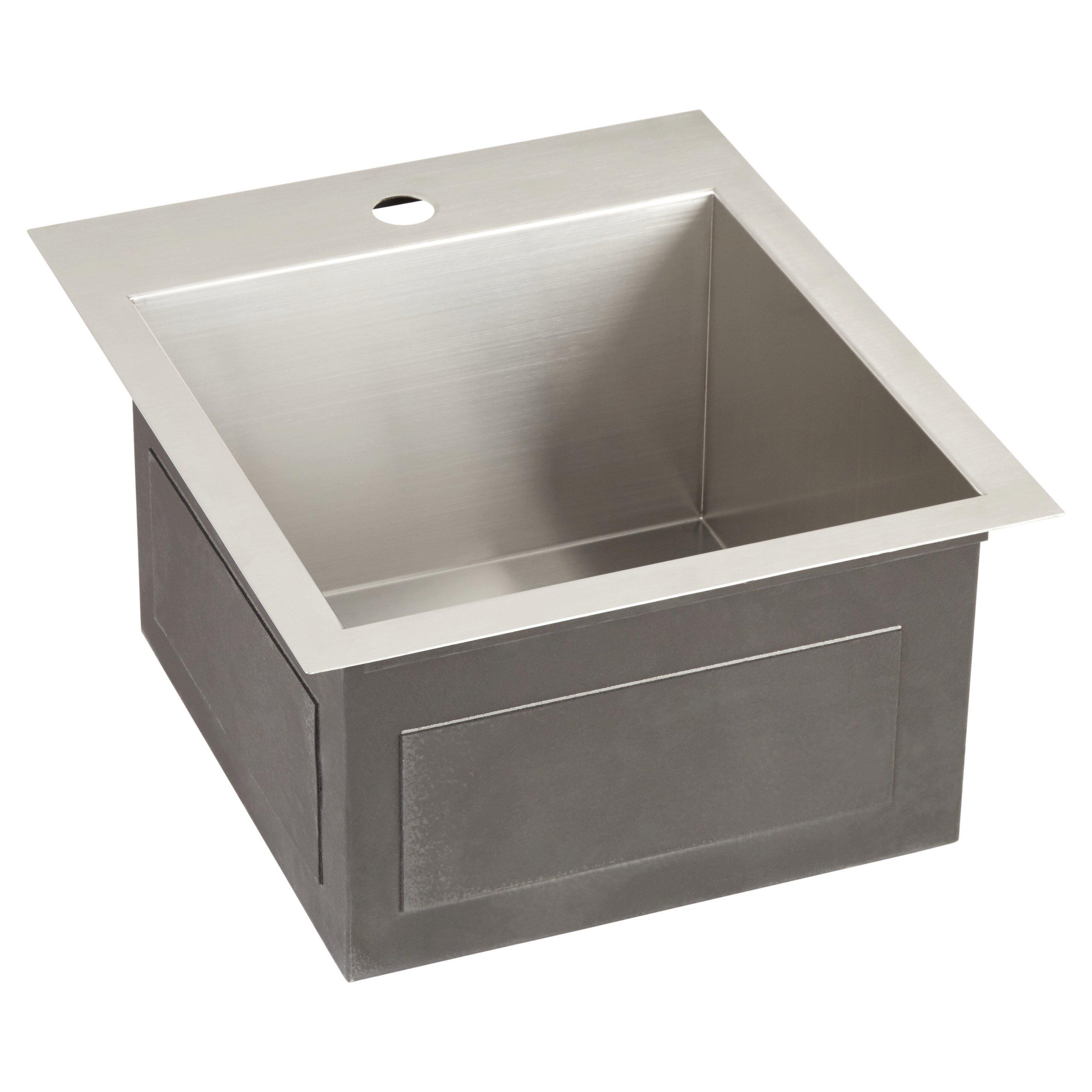 Signature Hardware Stainless Steel 1-Hole Dual Mount Bar Sink 