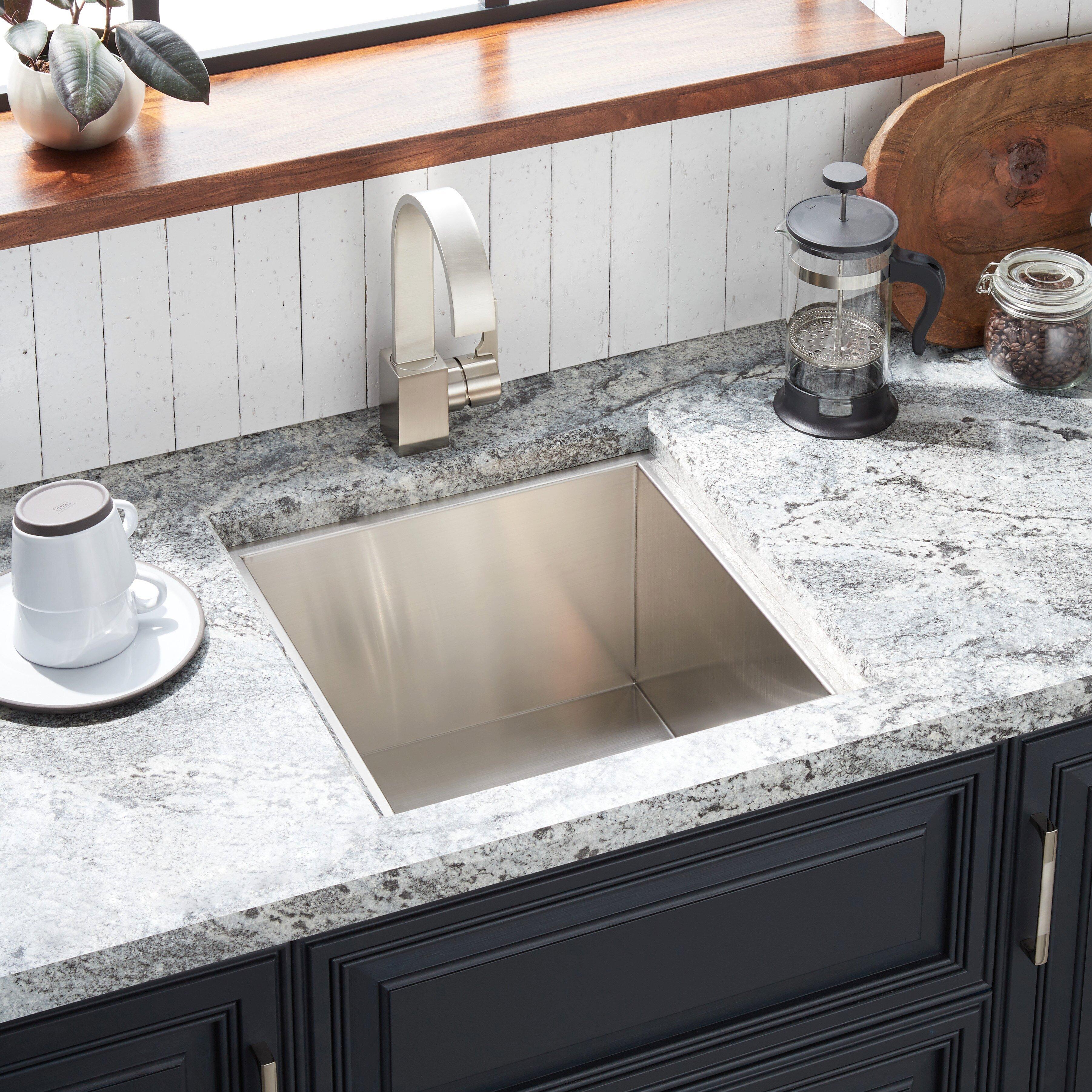 Signature Hardware Stainless Steel 1-Hole Dual Mount Bar Sink 