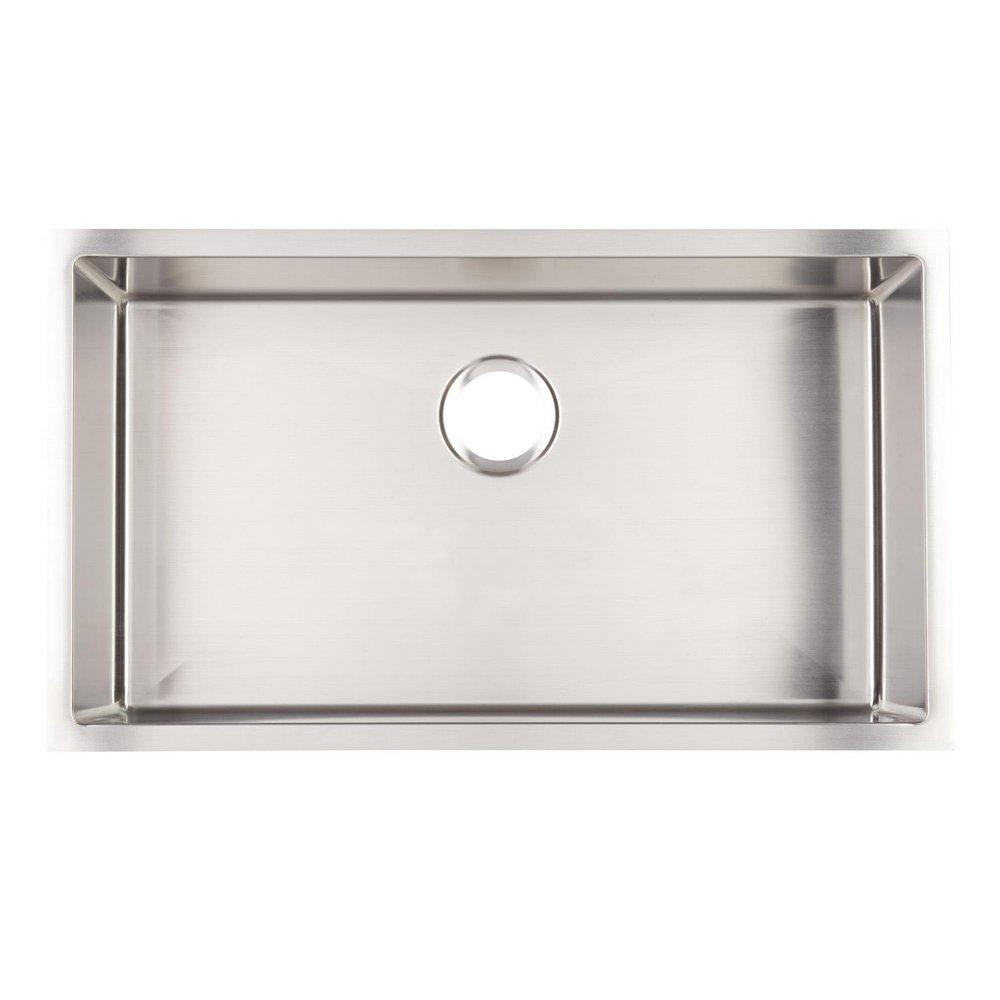 Signature Hardware Stainless Steel 29 x 18-1/2 in. No-Hole Single Bowl Undermount Kitchen Sink 