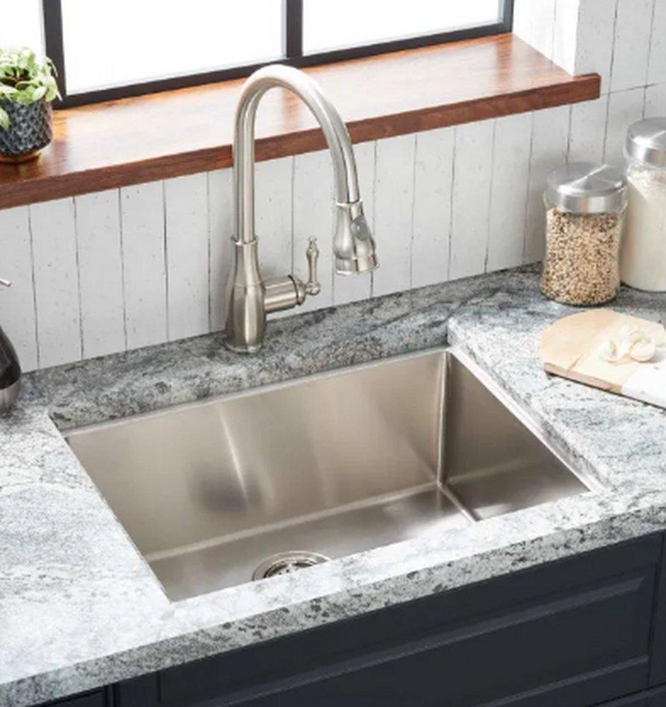 Signature Hardware Stainless Steel 24 x 18-1/2 in. No-Hole Single Bowl Undermount Kitchen Sink 