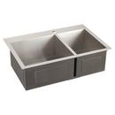 Signature Hardware Stainless Steel 33 x 22 in. Stainless Steel Double Bowl Dual Mount Kitchen Sink in Brushed Stainless Steel 