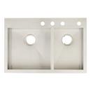 Signature Hardware Stainless Steel 33 x 22 in. Stainless Steel Double Bowl Dual Mount Kitchen Sink in Brushed Stainless Steel 