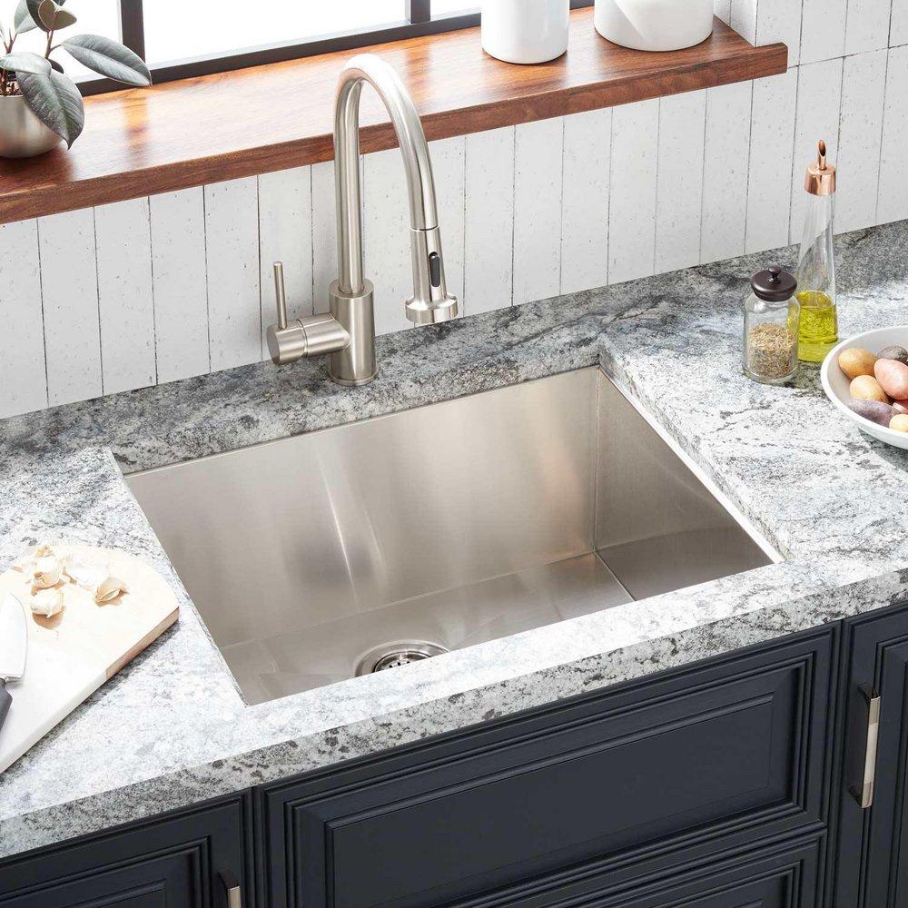 Signature Hardware Stainless Steel 25 x 22 in. Stainless Steel Single Bowl Dual Mount Kitchen Sink 