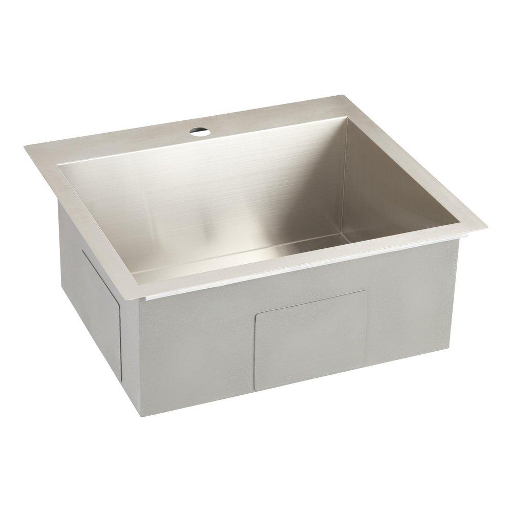 Signature Hardware Stainless Steel 25 x 22 in. Stainless Steel Single Bowl Dual Mount Kitchen Sink 