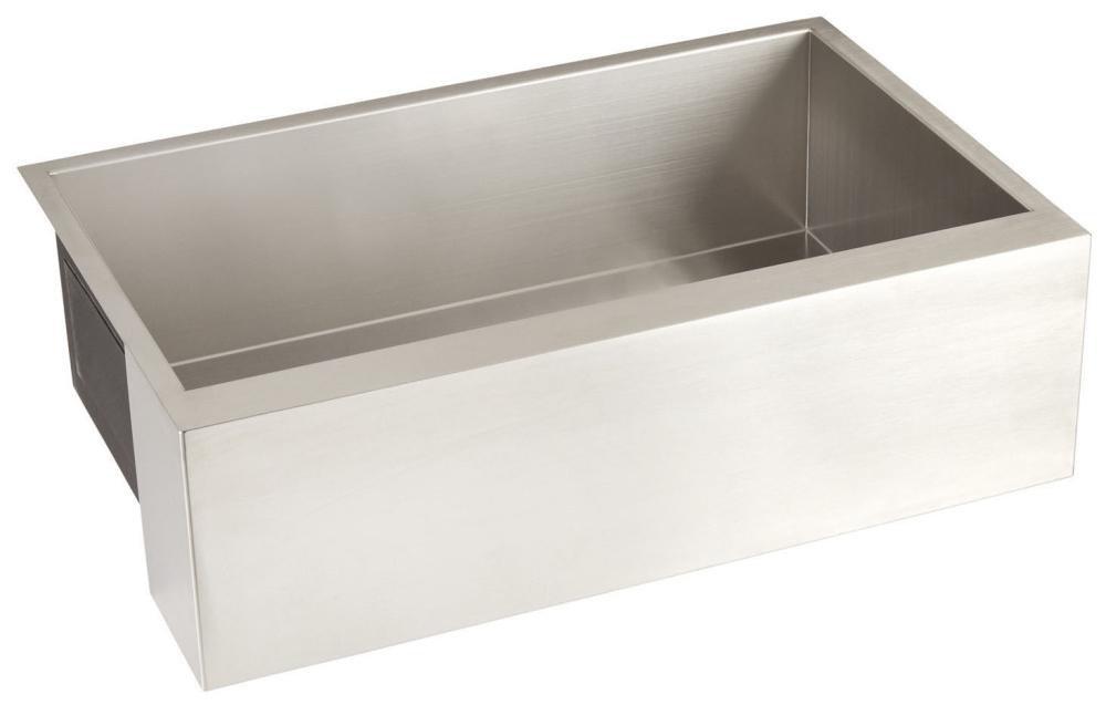 Signature Hardware Stainless Steel 33 x 21 in. No-Hole Single Bowl Farmhouse and Undermount Kitchen Sink 