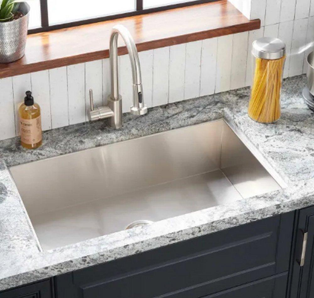 Signature Hardware Stainless Steel 33 x 22 in. Single Bowl Dual Mount Kitchen Sink in Stainless Steel 