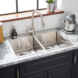 33 in. Dual Mount Stainless Steel Double Bowl Kitchen Sink