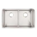 32 x 18-1/2 in. No-Hole Double Bowl Undermount Kitchen Sink in Stainless Steel with Nickel
