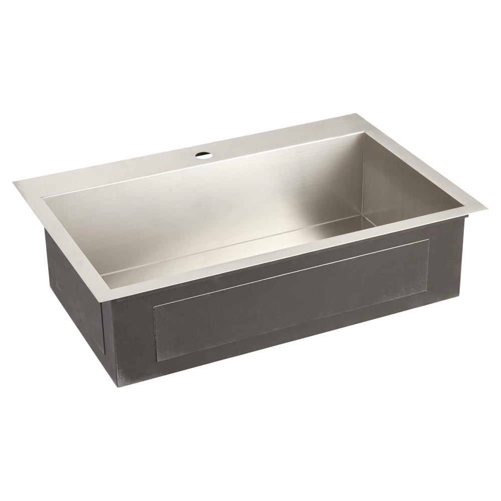 Signature Hardware Stainless Steel 33 x 22 in. Single Bowl Dual Mount Kitchen Sink in Stainless Steel 