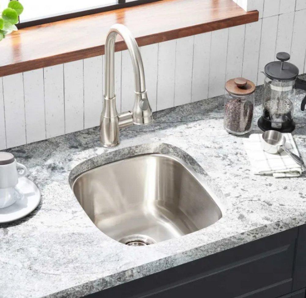 Signature Hardware Stainless Steel 16-3/8 in. Single Bowl Undermount Bar Sink 