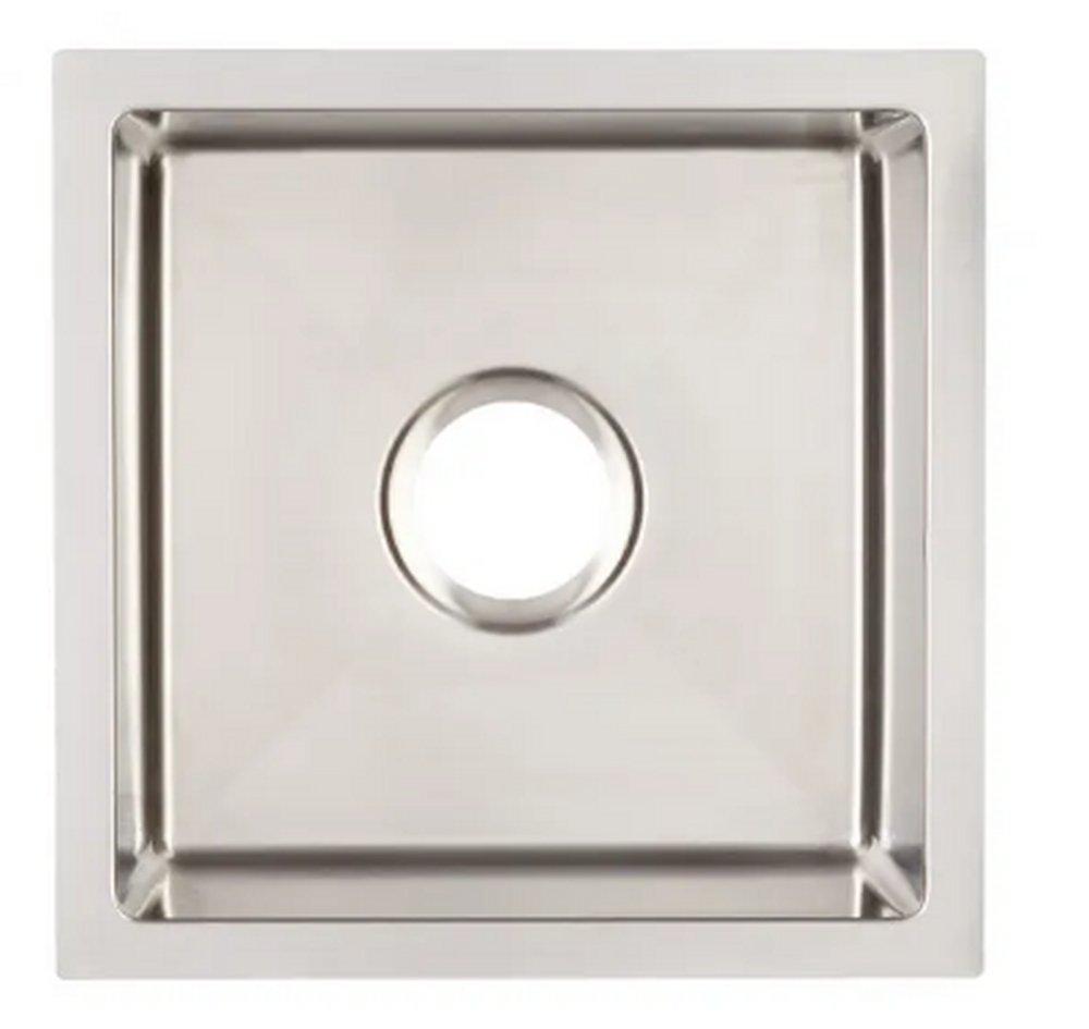 Signature Hardware Stainless Steel 15 x 15 in. No-Hole Single Bowl Undermount Bar Sink 