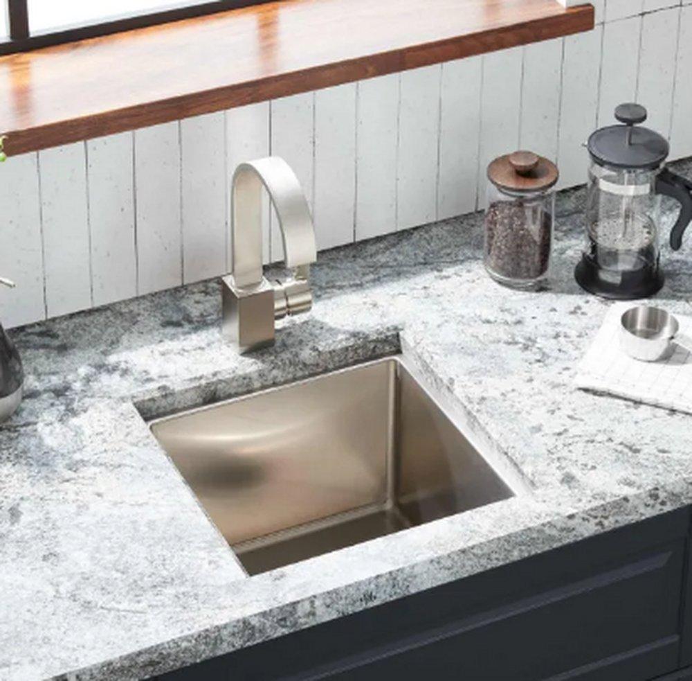 Signature Hardware Stainless Steel 15 x 15 in. No-Hole Single Bowl Undermount Bar Sink 