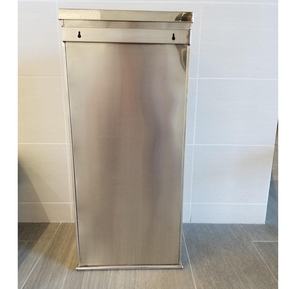 9 gal Half-Round Side-Entry Trash Can in Stainless Steel 