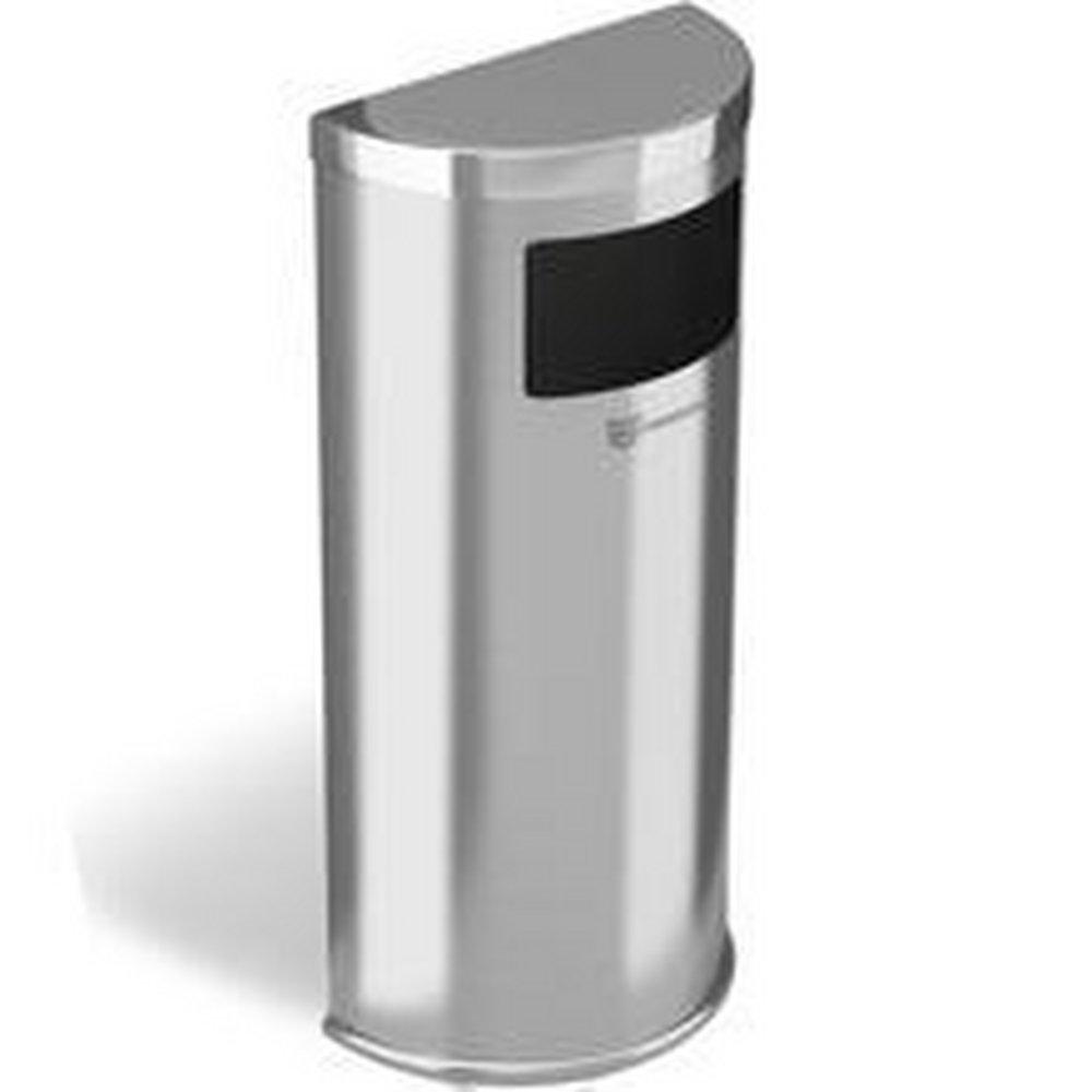 9 gal Half-Round Side-Entry Trash Can in Stainless Steel 