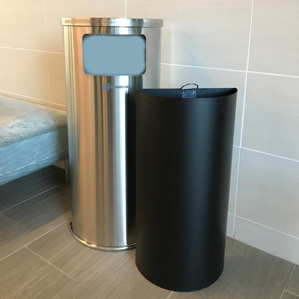 9 gal Half-Round Side-Entry Trash Can in Stainless Steel 