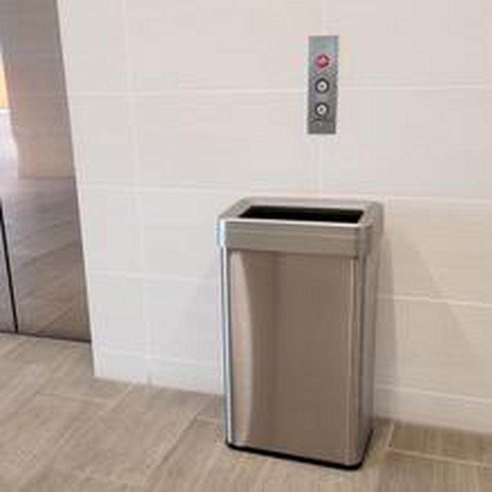 18 gal Rectangular Open Top Trash Can with Dual Odor Filters in Stainless Steel 