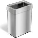 18 gal Rectangular Open Top Trash Can with Dual Odor Filters in Stainless Steel 