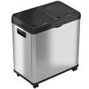 16 gal Combo Sensor Trash Can and Recycle Bin with Wheels in Stainless Steel
