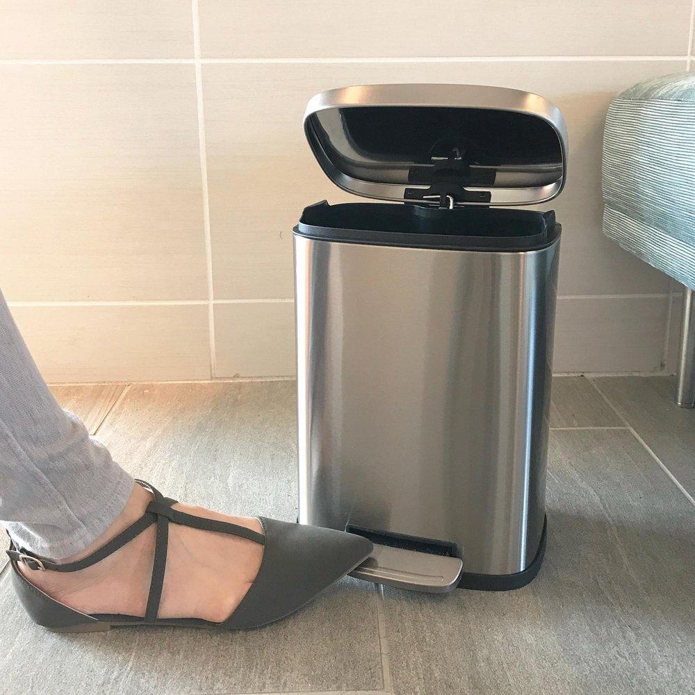 1.32 gal Pedal Trash Can with Removable Inner Bucket in Stainless Steel 