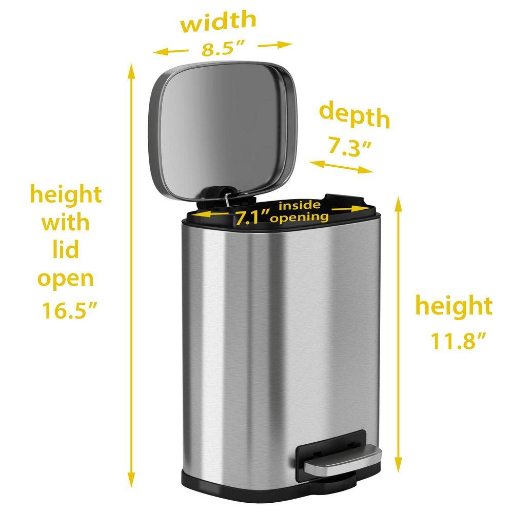 1.32 gal Pedal Trash Can with Removable Inner Bucket in Stainless Steel 