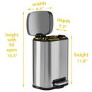 1.32 gal Pedal Trash Can with Removable Inner Bucket in Stainless Steel 