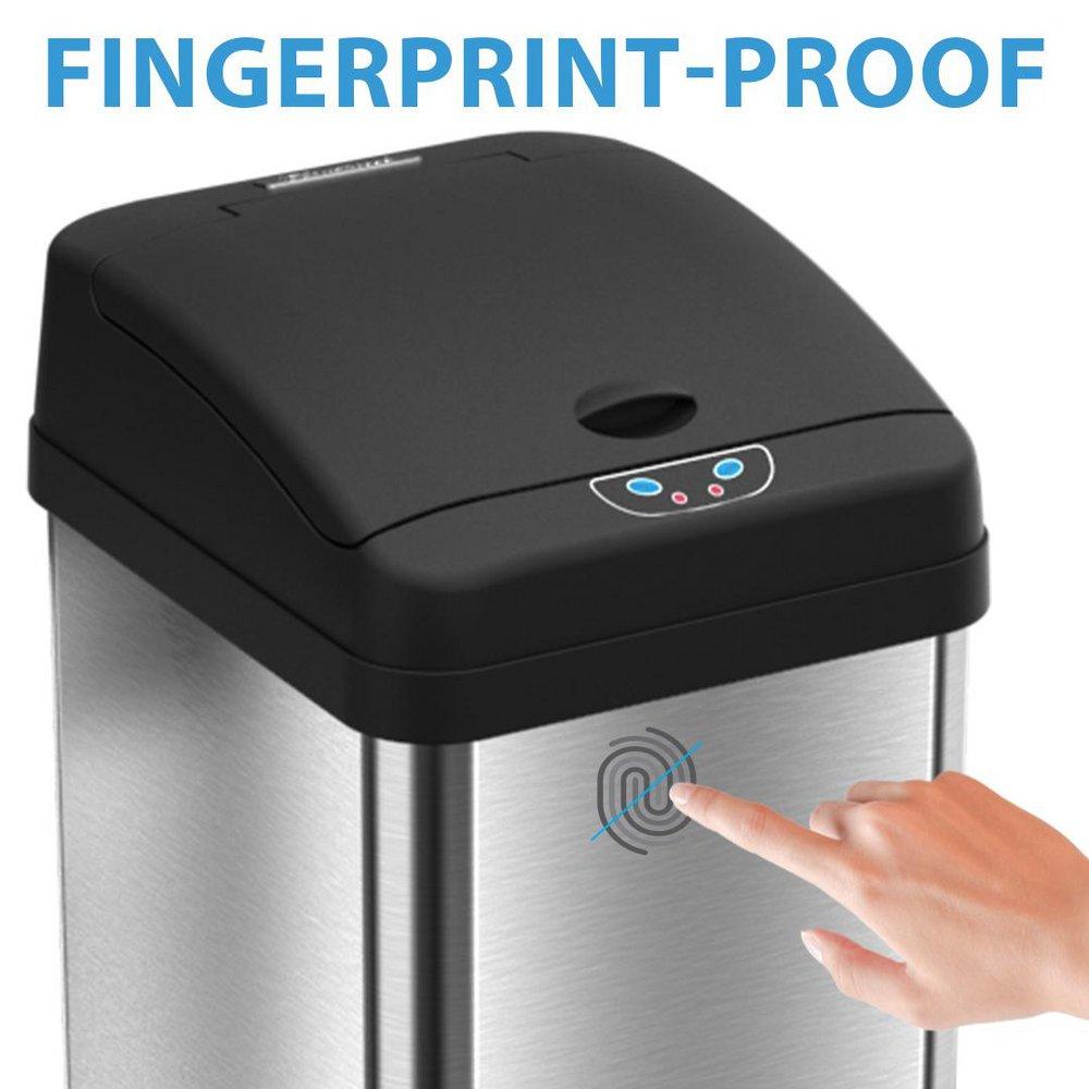 13 gal Rectangular Sensor Trash Can with Odor Filter in Stainless Steel 