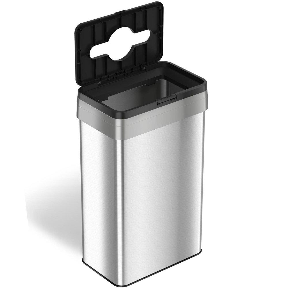 21 gal Rectangular Open Top Trash Can with Dual Odor Filters in Stainless Steel 