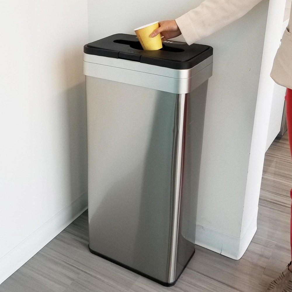 21 gal Rectangular Open Top Trash Can with Dual Odor Filters in Stainless Steel 