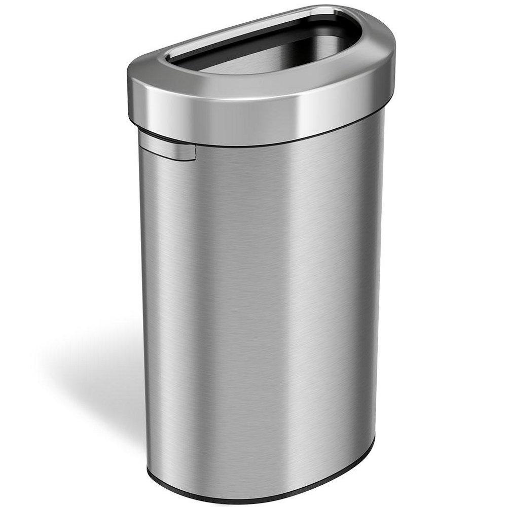 23 gal Semi-Round Open Top Trash Can in Stainless Steel 